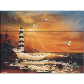 Tile Mural, Majestic Lighthouse by Jeff Wilkie