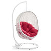 Hide Outdoor Wicker Rattan Swing Chair With Stand, White Red