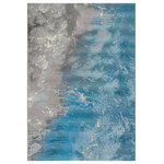 Liora Manne - Marina Surf Indoor/Outdoor Rug, Ocean, 7'10"x9'10" - Inspired by the ocean crashing onto the rocky shore, this area rug is an abstract take on coastal design. This seashore inspired motif features intriguing ocean blues accented with delicate coastline tones in white and grey, making this the perfect accent piece for any room inside or outside your home. Made in Egypt from 100% polypropylene, the Marina Collection is Power Loomed to create intricate designs with a broad color spectrum and a high-quality finish. The material is flatwoven, low profile, weather resistant, UV stabilized for enhanced fade resistance, durable and ideal for those high traffic areas such as your patio, sunroom, kitchen, entryway, hallway, living room and bedroom making this the ideal indoor or outdoor rug. Detailed patterns are offered in an eclectic mix of styles ranging from tropical, coastal, geometric, contemporary and traditional designs; making these perfect accent rugs for your home. Limiting exposure to rain, moisture and direct sun will prolong rug life.
