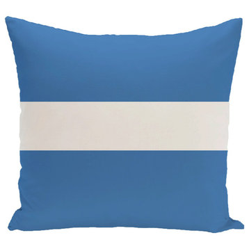 Narrow The Gap Stripe Print Outdoor Pillow, Azure, 18"x18"