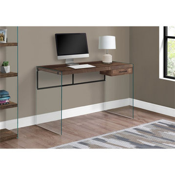 Computer Desk Home Office Laptop 48"L Work Tempered Glass Brown