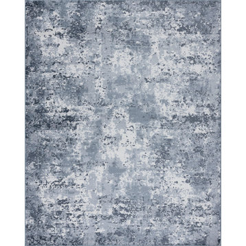 Geil Contemporary Abstract Area Rug, Gray, 4' X 5'