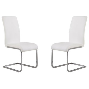 Armen Living Amanda Modern Faux Leather Dining Chair in White