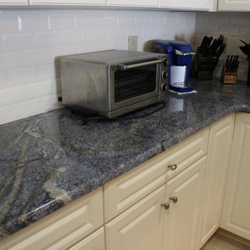 Traditional Kitchen with Blue Bahia counters