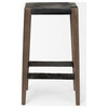 Nell Black Metal Seat and Foot Rest with Brown Solid Wood Frame Bar Stool