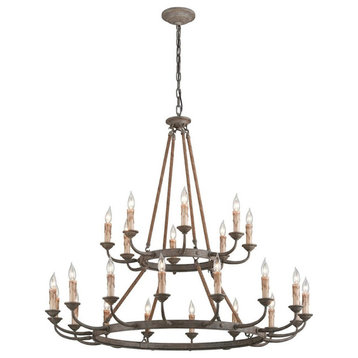 Cyrano Chandelier, Earthen Bronze and Natural Manila Rope