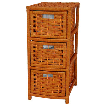 25" Natural Fiber Occasional Chest of Drawers, Honey