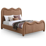 Meridian Furniture - Gavin Upholstered Bed, Cognac, King, Chenille Fabric - The regal Gavin cognac chenille fabric king bed combines luxury and comfort with a soft, textured finish. Its versatile design complements both modern and traditional decor, making it a stylish addition to any bedroom. The sturdy frame ensures durability and excellent support for a peaceful night's sleep.