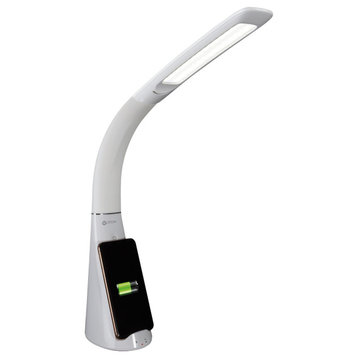 Contemporary White Sanitizing and Charging LED Desk Lamp