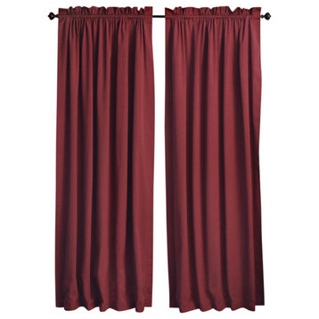 Blazing Needles 108"x52" Twill Curtain Panels, Set of 2, Ruby Red