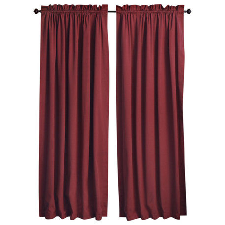 Blazing Needles 108"x52" Twill Curtain Panels, Set of 2, Ruby Red