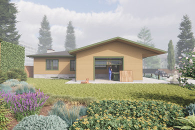Example of a mid-sized arts and crafts attached garage workshop design in Portland