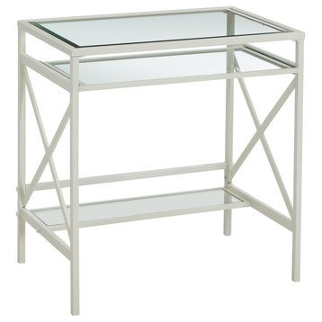 Kelbrook Metal/Glass Small-Space Desk, White