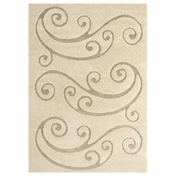Jubilant Sprout Scrolling Vine 5x8 Shag Area Rug R-1148A-58
