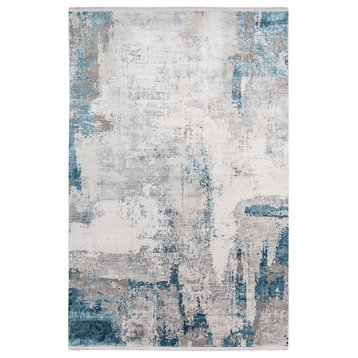 Amer Venice Gray-Silver Abstract Rectangular Accent Rug, 2'x3'