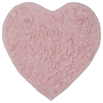 Bell Flower Collection Tufted Non-Slip Bath Rugs, 25"x25", Pink