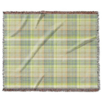 "Madras Plaid in Yellow and Green" Woven Blanket 80"x60"