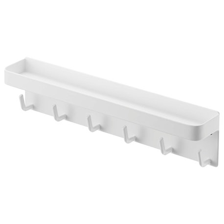 Magnetic Key Holder, Steel, Holds 4.4 lbs, Magnetic, White