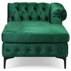 Nathanial Velvet 3-Seater Sectional Sofa With Chaise Lounge, Emerald and Black