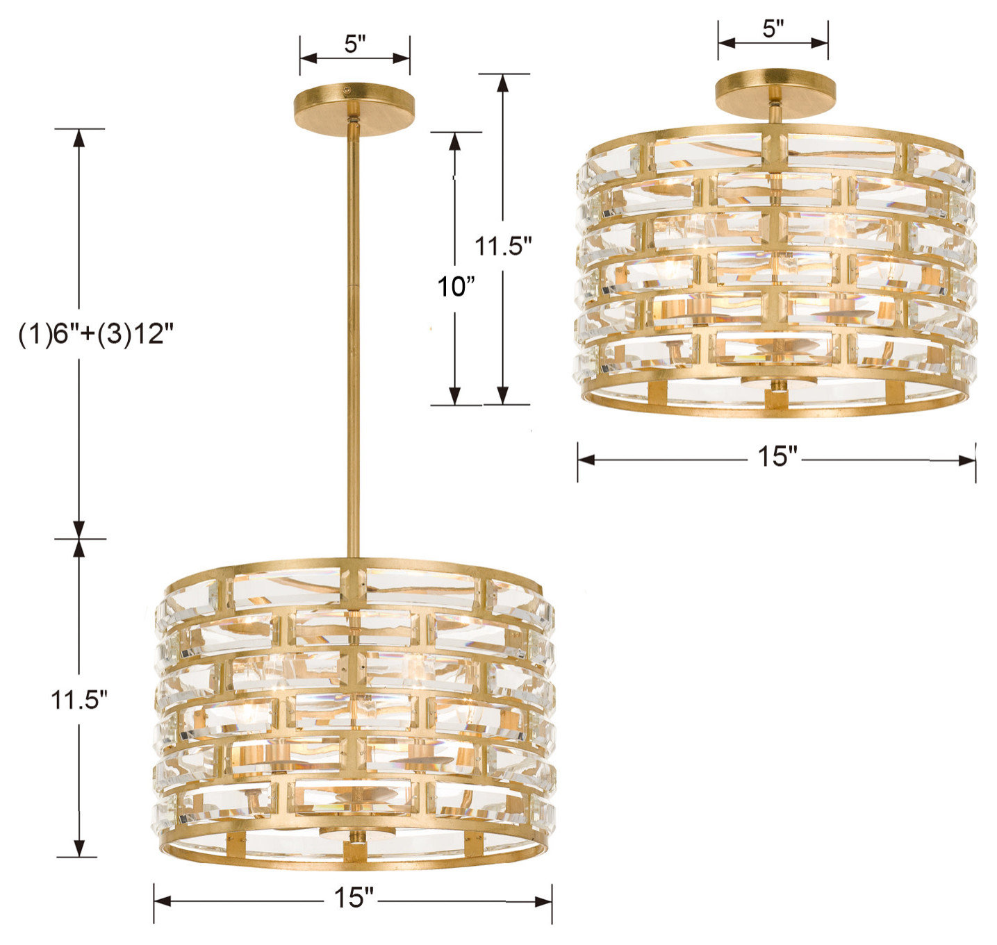 Crystorama Lighting Group MER-4865_CEILING Meridian 5 Light 15"W ...