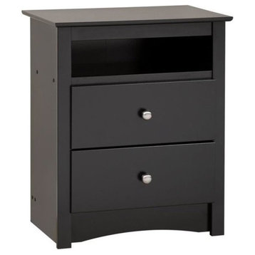 Bowery Hill 2 Drawer Nightstand in Black