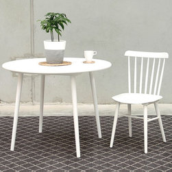 White Ironica 100cm Round Kitchen Table by Tom Kelley for TON - Dining Tables