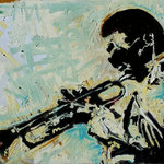 Matt Pecson Art - Miles Davis Palette Knife Impasto Painting, 24"x18" - This is an original impasto oil painting of jazz musician Miles Davis. This is a custom piece of artwork based on the one pictured, and is made to order.