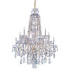 Traditional Crystal 10-Light Chandelier, Polished Brass Finish