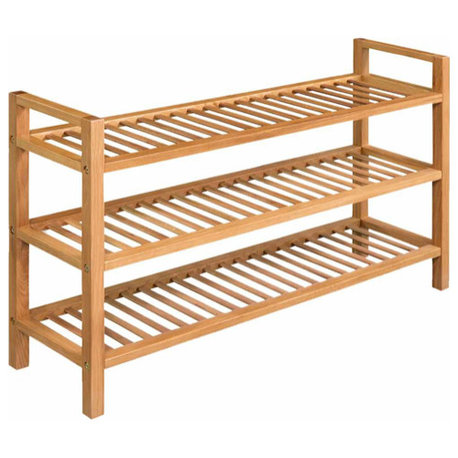 vidaXL Shoe Rack Solid Oak Brown Solid Oak Wood Large Shoe Rack