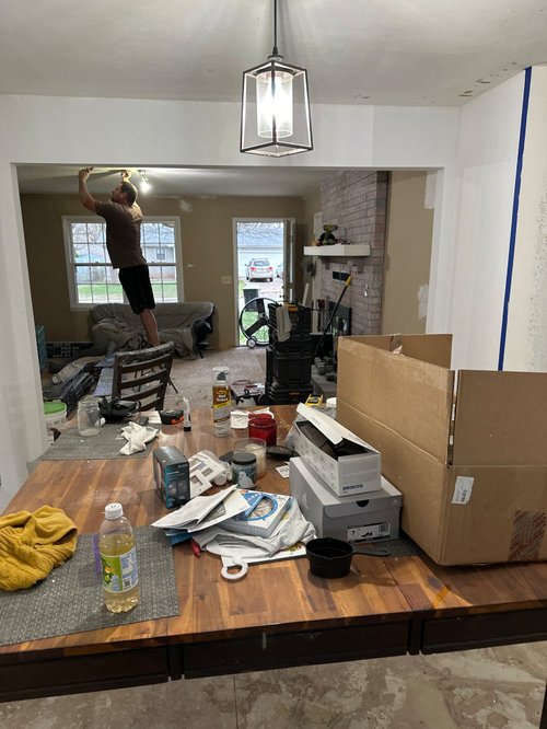 What to do with an empty space between kitchen and dinning table?