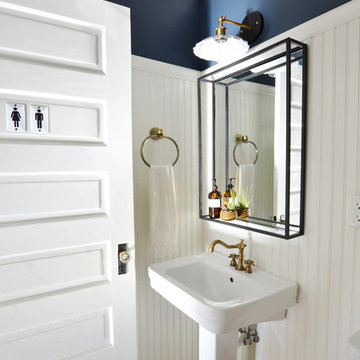 Modern Vintage Navy Powder Room Remodel