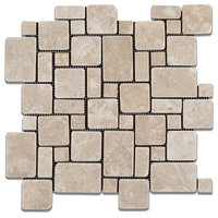 Durango Cream Travertine Tumbled Mini Versailles Mosaic Tile