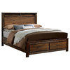 Furniture of America Nangetti Solid Wood Antique Oak Queen Storage Bed