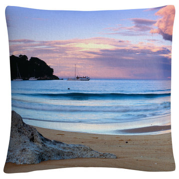 David Evans 'Kaiteriteri Sunset' 16"x16" Decorative Throw Pillow