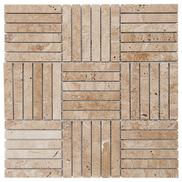 Modket Beige Sand Travertine Stone Mosaic Tile Kitchen Backsplash TDH529NS