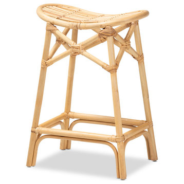 Cassie Natural Brown Rattan Counter Stool
