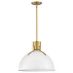 HInkley - Hinkley Argo Large Pendant, Polished White - Argo is brilliantly basic in design but has all the right details to make it shine. The smooth lines of its dome have a vintage, industrial feel, but modern updates make Argo contemporary. Heavy straps and decorative screws secure the dome to the cap in this clean and stylish profile.