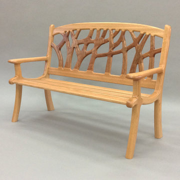 Red oak and African mahogany bench