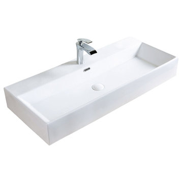 Dasha Over the Counter Vessel Ceramic Basin Sink, Glossy White