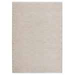 Jaipur Living - Jaipur Living Draven Tribal Tan/Cream Area Rug, 5'x7'6" - The simple and stylish Aura collection boasts a complementary mix of neutral tones combined with modern, linear motifs. The versatile Draven rug grounds any space with a unique linear pattern and tonal beige and silver hues. Soft and lustrous, this chameleon-like design emulates the timeless look of a hand-knotted rug, but in an accessible polyester and viscose power-loomed quality.