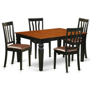 East West Furniture Weston 5-piece Wood Dinette Set in Black/Cherry