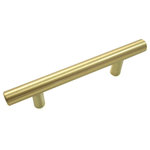 Laurey - Steel T-Bar Pull - 3" c/c - Satin Brass - Steel T-Bar Pull - 3" c/c - Satin Brass; Laurey is today's top brand of Decorative and Functional Cabinet Hardware!  Make your home sparkle with our Decorative Knobs and Pulls, or fix up your cabinets with our Functional Hardware!  Cabinets feel better when Laurey's on them! Lifetime Warranty, and packaged with two Sets of 8-32 Machine Screws - 1" & 1.5"