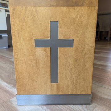 Custom Maple Hardwood Bench | Modern Dining & Entryway Bench with Cross Inlays