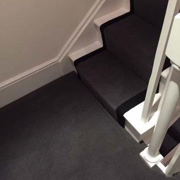Grey Carpet With Black Borders as a Stair Carpet Runner