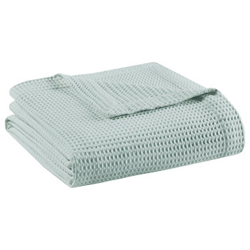Beautyrest Cotton Waffle Weave Bedding Blanket, Aqua Green