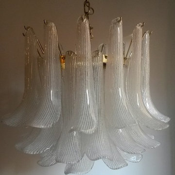 Modern Vintage Design Chandelier, Murano, glass leaf, Mid Century