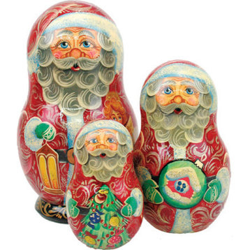 Russian 3 Piece Guardian Santa Nested Doll Set
