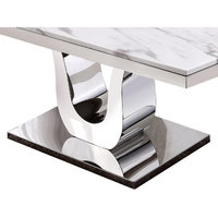 78L White Marble Dining Table Stainless Steel Base - Contemporary ...