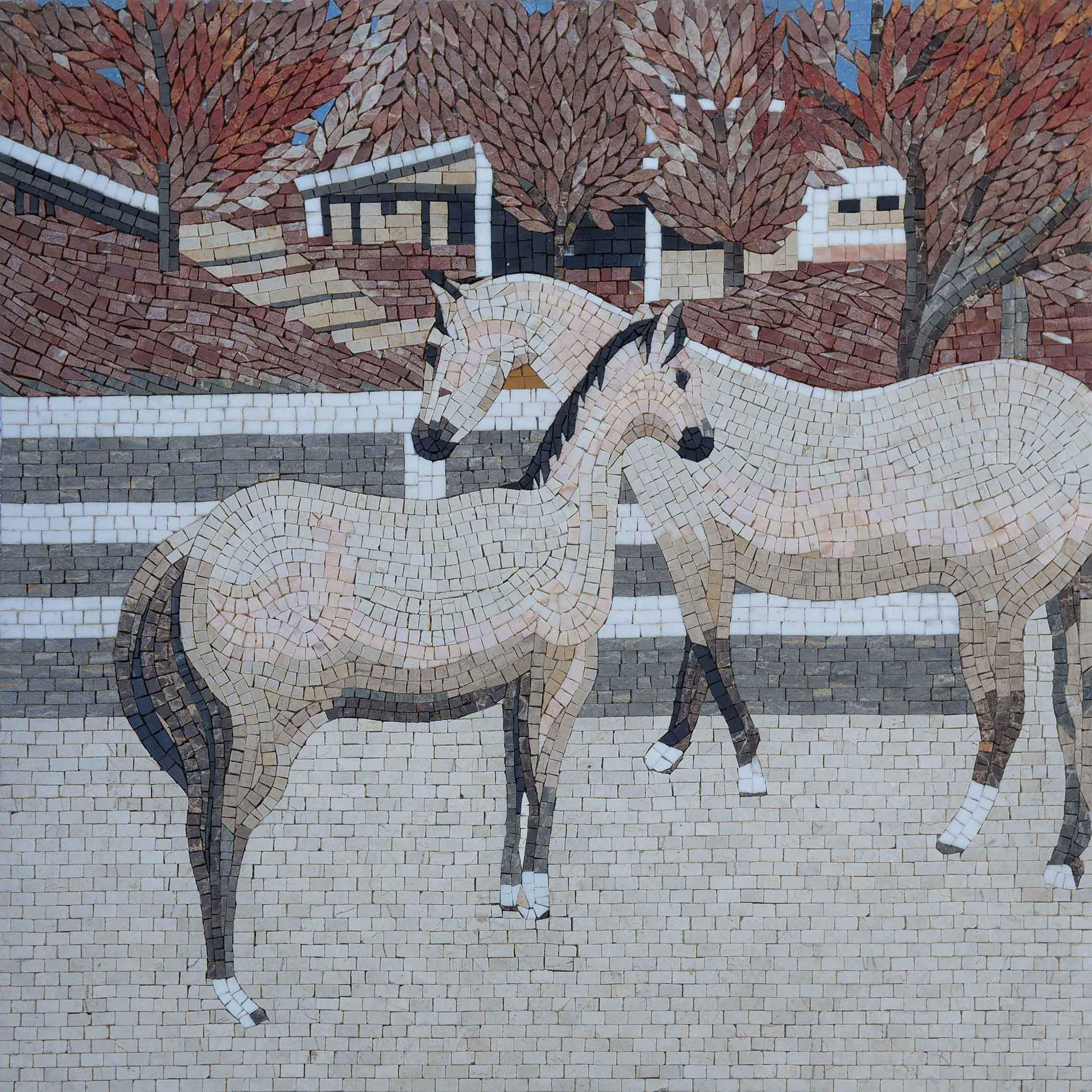 Horses in the Stable - Mosaic Artwork, 84" x 84" - Contemporary - Tile ...