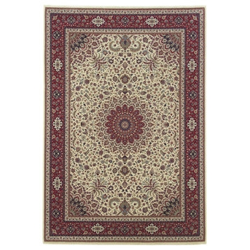 Aiden Traditional Vintage Inspired Ivory/Red Rug, 6'7" x 9'6"
